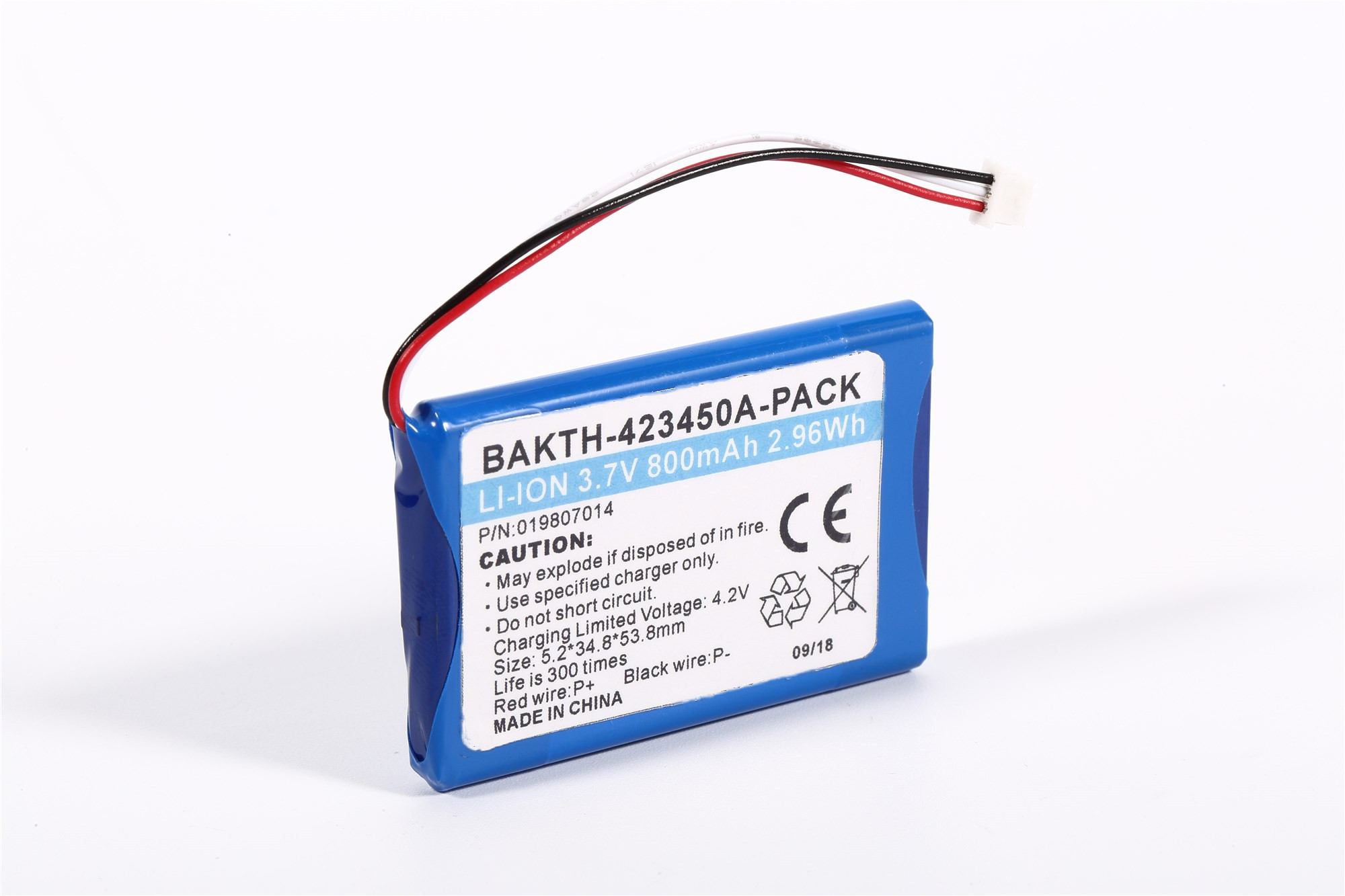 Paquete de baterías de iones de litio Bakth-423450-Pack 3.7V 800mAh 