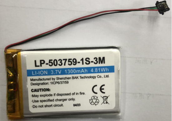 LP-503759-1S-3M 3.7V 1500mAh Batería de iones de litio Batería recargable para la aplicación electrónica