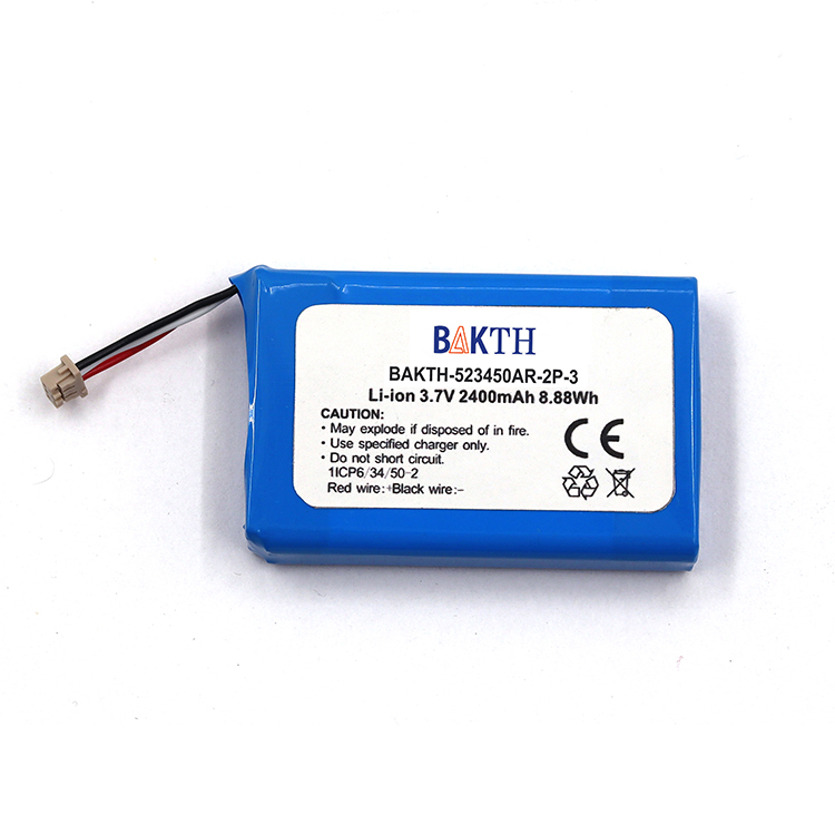BAKTH-523450Ar-2P-3 3.7V 2400MAH Factory Batería de iones de litio al por mayor Paquete de baterías recargables