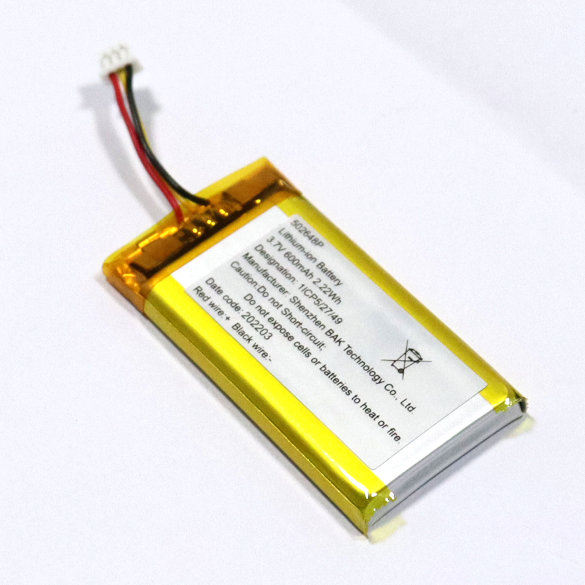 Batería de polímero de litio 3.7V 600mAh para dispositivo Bluetooth 