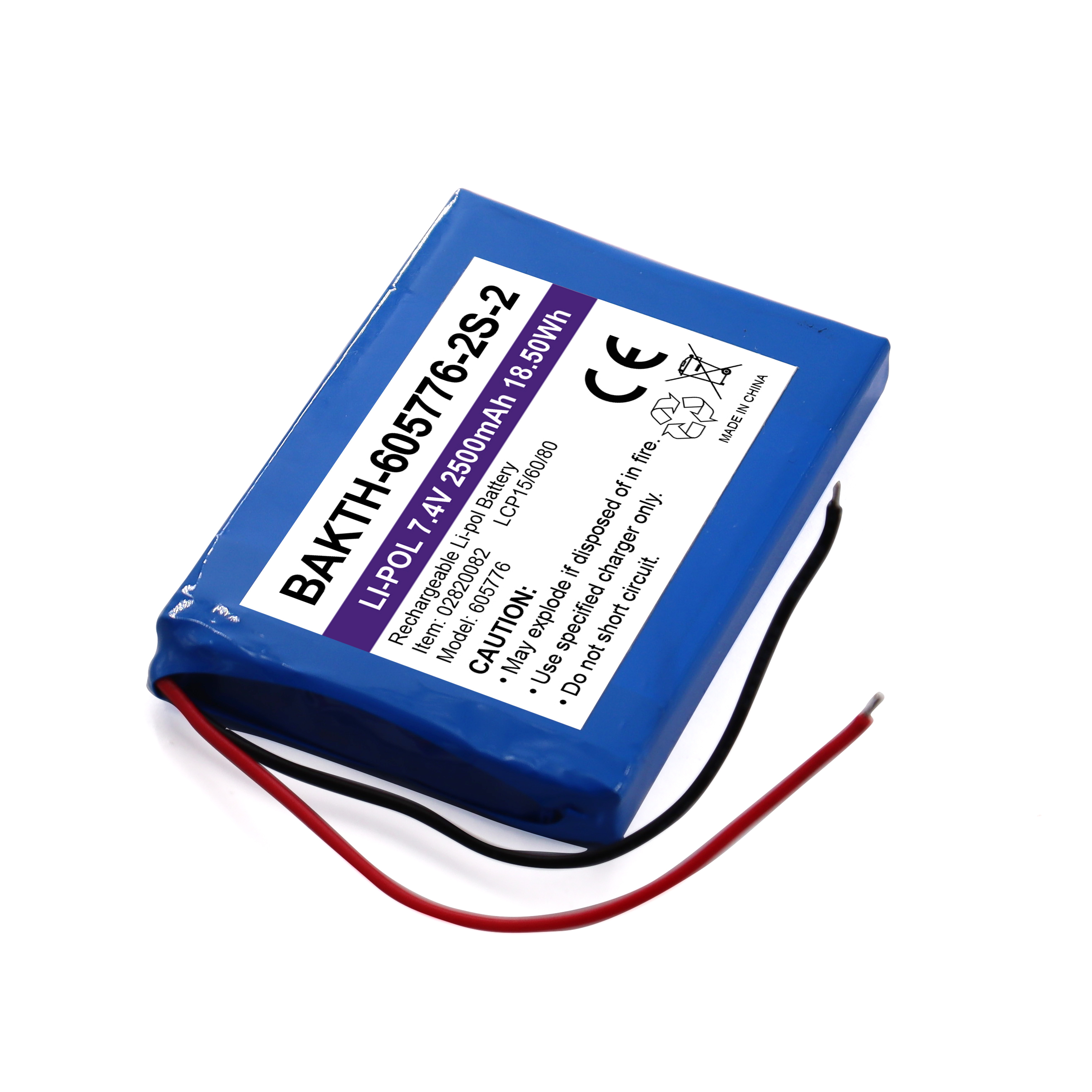 7.4V 2500MAH 2S1P 605776P LI-Polymer Battery Battery Pack para electrodomésticos