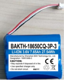 BAKTH-18650CQ-3P-3 3.6V 7650MAH Batería de iones de litio Batería recargable Batería para herramientas eléctricas